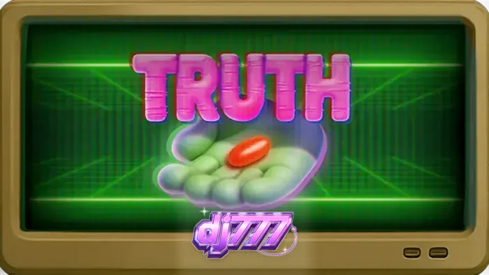 The conspiracy-themed interface of the Truth slot machine featuring a retro monitor aesthetic.
